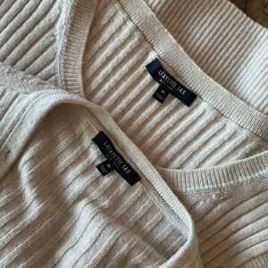 Lafayette 148 Beige cashmere Ribbed Sweater
